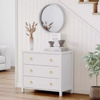 Commode à 3 tiroirs pour chambre à coucher, commode en bois avec poignées dorées, meuble TV console multimédia, commode autoportante pour salon
