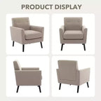 Fauteuil d'appoint en tissu Acekool avec pieds en bois, fauteuil de style moderne du milieu du siècle pour salon, chambre à coucher, appartement