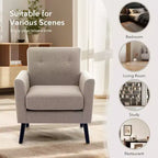 Fauteuil d'appoint en tissu Acekool avec pieds en bois, fauteuil de style moderne du milieu du siècle pour salon, chambre à coucher, appartement