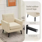 Fauteuil d'appoint en tissu Acekool avec pieds en bois, fauteuil de style moderne du milieu du siècle pour salon, chambre à coucher, appartement