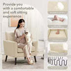 Fauteuil d'appoint en tissu Acekool avec pieds en bois, fauteuil de style moderne du milieu du siècle pour salon, chambre à coucher, appartement