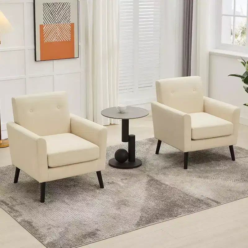 Fauteuil d'appoint en tissu Acekool avec pieds en bois, fauteuil de style moderne du milieu du siècle pour salon, chambre à coucher, appartement