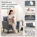Fauteuil d'appoint en tissu Acekool avec pieds en bois, fauteuil de style moderne du milieu du siècle pour salon, chambre à coucher, appartement