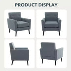 Fauteuil d'appoint en tissu Acekool avec pieds en bois, fauteuil de style moderne du milieu du siècle pour salon, chambre à coucher, appartement