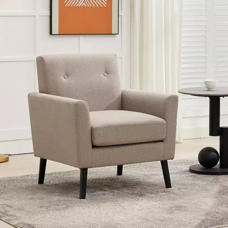 Fauteuil d'appoint en tissu Acekool avec pieds en bois, fauteuil de style moderne du milieu du siècle pour salon, chambre à coucher, appartement