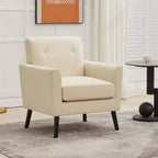 Fauteuil d'appoint en tissu Acekool avec pieds en bois, fauteuil de style moderne du milieu du siècle pour salon, chambre à coucher, appartement
