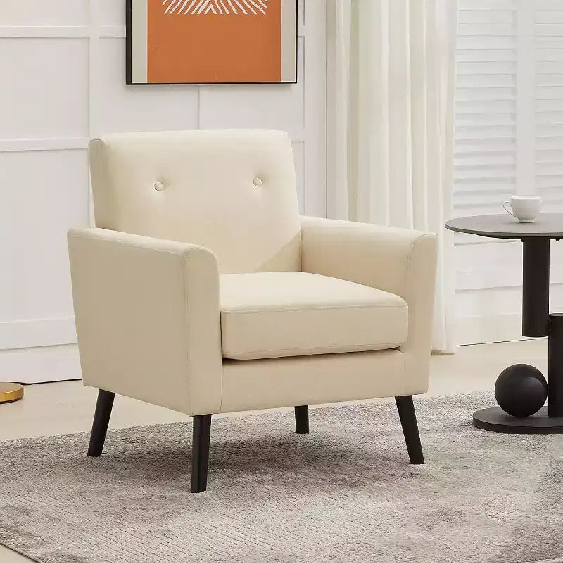 Fauteuil d'appoint en tissu Acekool avec pieds en bois, fauteuil de style moderne du milieu du siècle pour salon, chambre à coucher, appartement