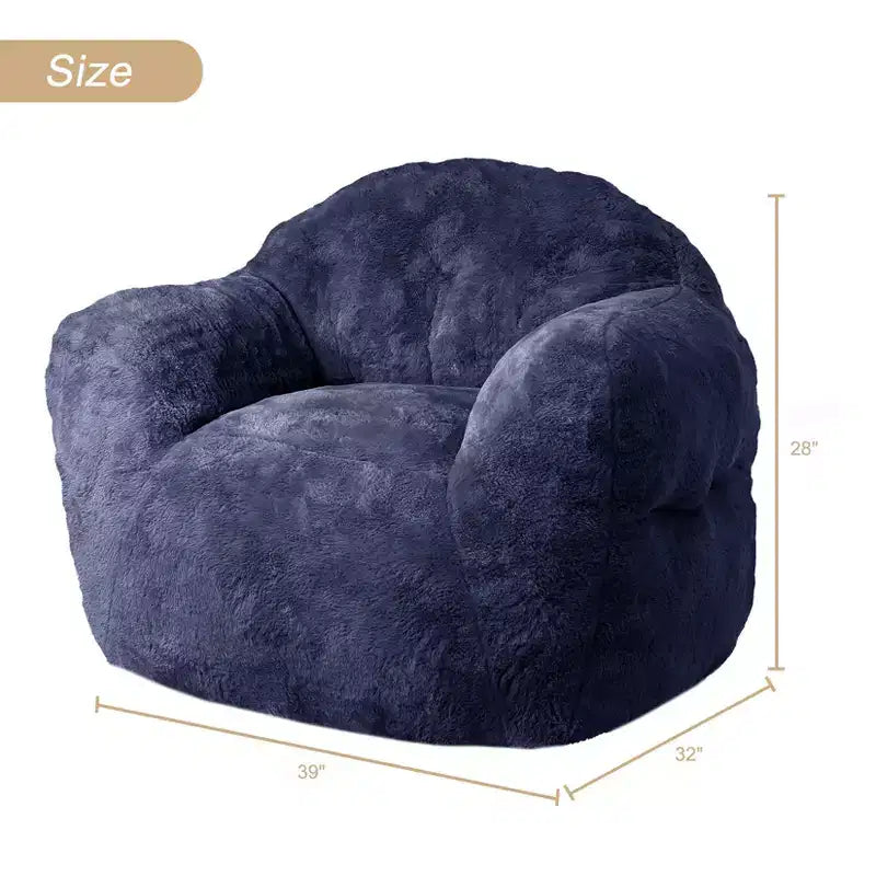 Pouf extra large GustoWave pour chambre et salon, bleu