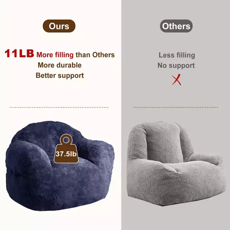 Pouf extra large GustoWave pour chambre et salon, bleu