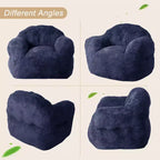 Pouf extra large GustoWave pour chambre et salon, bleu