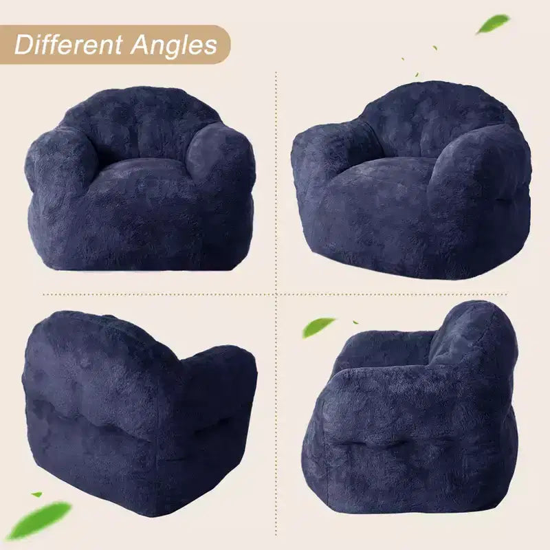 Pouf extra large GustoWave pour chambre et salon, bleu