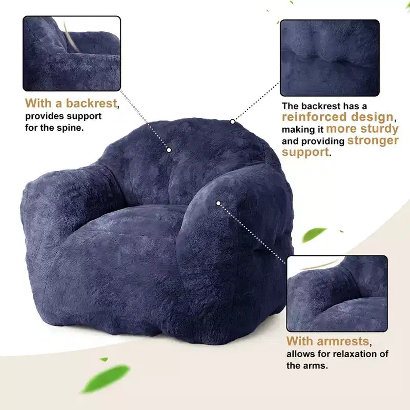 Pouf extra large GustoWave pour chambre et salon, bleu