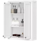 Meuble Haut de Salle de Bain HOMCOM, Armoire à Pharmacie Murale Moderne, Économiseur d'Espace Au-dessus des Toilettes avec 2 Portes et 2 Étagères Réglables, Blanc