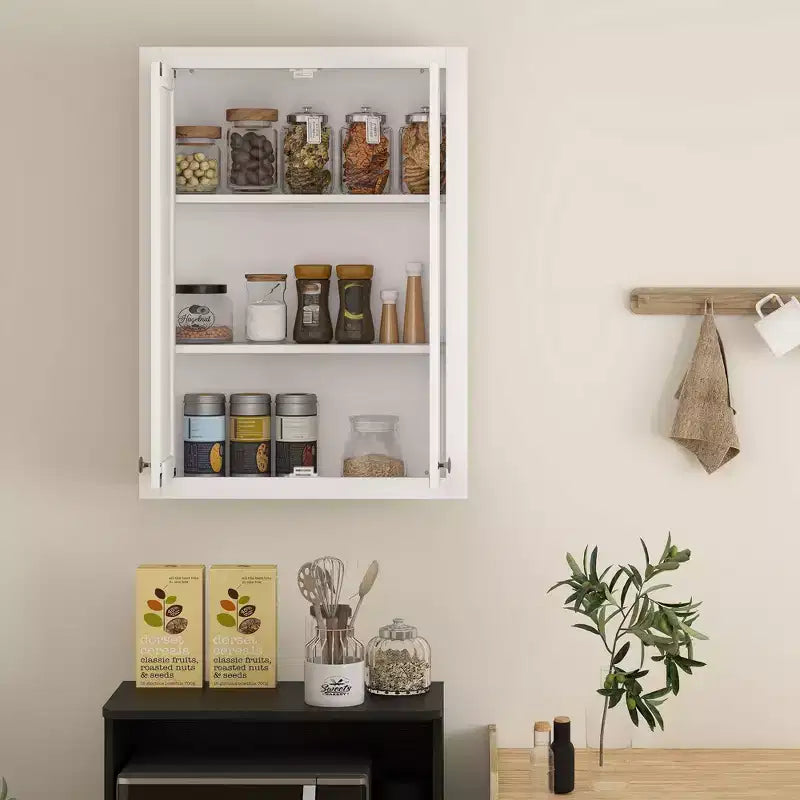 Meuble Haut de Salle de Bain HOMCOM, Armoire à Pharmacie Murale Moderne, Économiseur d'Espace Au-dessus des Toilettes avec 2 Portes et 2 Étagères Réglables, Blanc