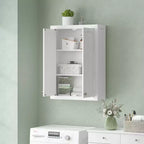 Meuble Haut de Salle de Bain HOMCOM, Armoire à Pharmacie Murale Moderne, Économiseur d'Espace Au-dessus des Toilettes avec 2 Portes et 2 Étagères Réglables, Blanc