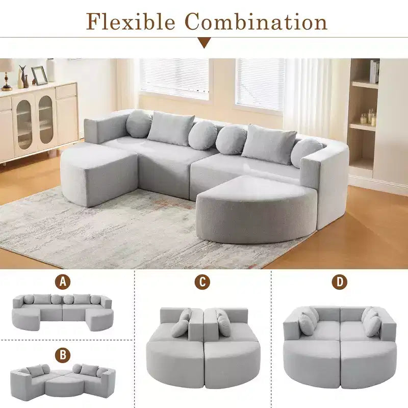 Canapé modulaire sectionnel sans accoudoirs Whisen et canapé à compression avec assise profonde et design incurvé