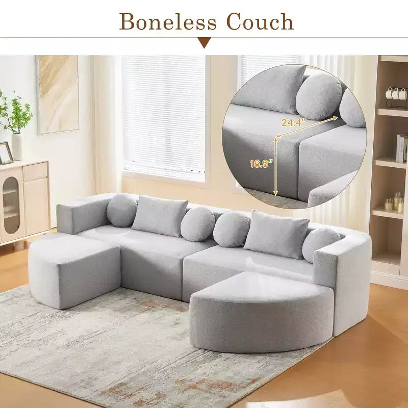 Canapé modulaire sectionnel sans accoudoirs Whisen et canapé à compression avec assise profonde et design incurvé