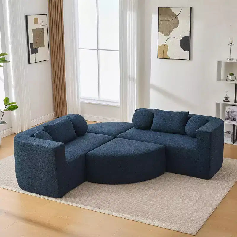 Canapé modulaire sectionnel sans accoudoirs Whisen et canapé à compression avec assise profonde et design incurvé