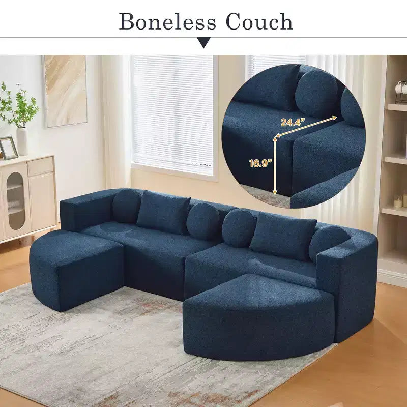 Canapé modulaire sectionnel sans accoudoirs Whisen et canapé à compression avec assise profonde et design incurvé
