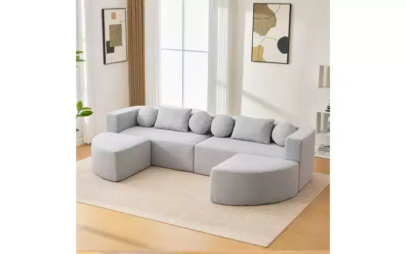 Canapé modulaire sectionnel sans accoudoirs Whisen et canapé à compression avec assise profonde et design incurvé