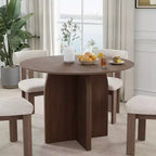 Table à manger ronde PexFix 42 x 42 en bois massif avec finition noyer et pieds arqués élégants pour salles à manger et cuisines modernes