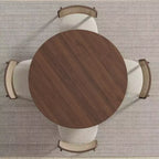 Table à manger ronde PexFix 42 x 42 en bois massif avec finition noyer et pieds arqués élégants pour salles à manger et cuisines modernes