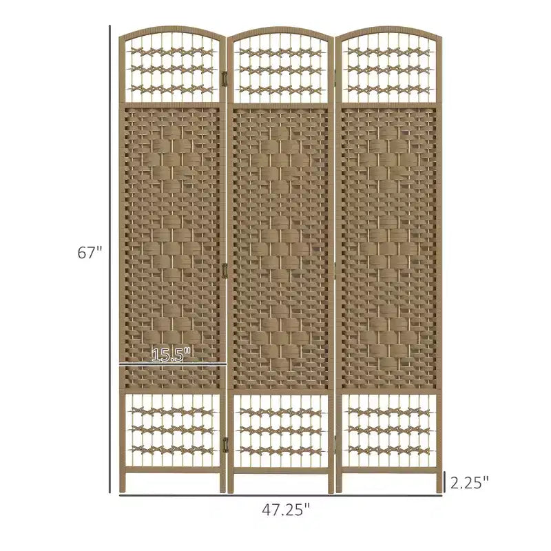 MAYEERTY Paravent 3 panneaux bambou, bois naturel, 120x1,27x170 cm