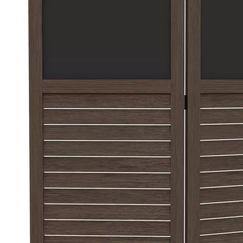 Séparateur de pièce pliant MAYEERTY à 4 panneaux avec tableau noir Panneaux d'intimité autoportants pour chambre à coucher bureau Noyer brun