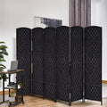 MAYEERTY 6 Panel Room Divider Privacy Screen 6' Tall Wicker Weave Black