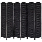 MAYEERTY Paravent 6 Panneaux Tressé en Osier Noir Hauteur 183 cm
