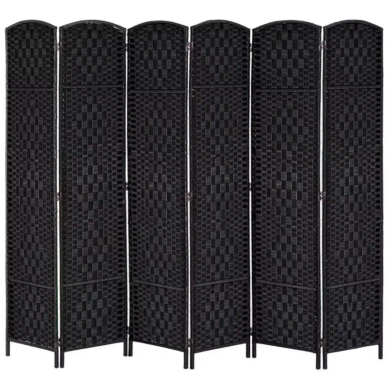 MAYEERTY Paravent 6 Panneaux Tressé en Osier Noir Hauteur 183 cm
