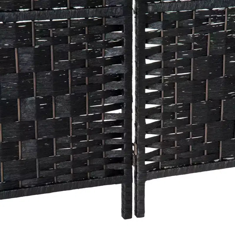 MAYEERTY Paravent 6 Panneaux Tressé en Osier Noir Hauteur 183 cm