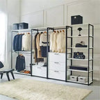HomeStock Armoire de rangement universel en bois composite blanc de 197,3 cm (H) x 119,9 cm (L) avec bacs de rangement