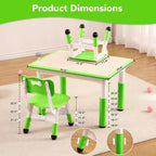 Acekool Ensemble Table et 4 Chaises pour Enfants, Table d'Activités Réglable en Hauteur pour les 2-10 Ans, Bureau d'Art pour Tout-Petits, Salle de Classe Maison