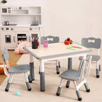 Acekool Ensemble Table et 4 Chaises pour Enfants, Table d'Activités Réglable en Hauteur pour les 2-10 Ans, Bureau d'Art pour Tout-Petits, Salle de Classe Maison