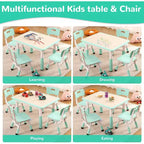 Acekool Ensemble Table et 4 Chaises pour Enfants, Table d'Activités Réglable en Hauteur pour les 2-10 Ans, Bureau d'Art pour Tout-Petits, Salle de Classe Maison
