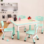 Acekool Ensemble Table et 4 Chaises pour Enfants, Table d'Activités Réglable en Hauteur pour les 2-10 Ans, Bureau d'Art pour Tout-Petits, Salle de Classe Maison