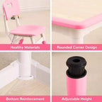 Acekool Ensemble Table et 4 Chaises pour Enfants, Table d'Activités Réglable en Hauteur pour les 2-10 Ans, Bureau d'Art pour Tout-Petits, Salle de Classe Maison