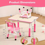 Acekool Ensemble Table et 4 Chaises pour Enfants, Table d'Activités Réglable en Hauteur pour les 2-10 Ans, Bureau d'Art pour Tout-Petits, Salle de Classe Maison