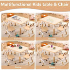 Acekool Ensemble Table et 4 Chaises pour Enfants, Table d'Activités Réglable en Hauteur pour les 2-10 Ans, Bureau d'Art pour Tout-Petits, Salle de Classe Maison