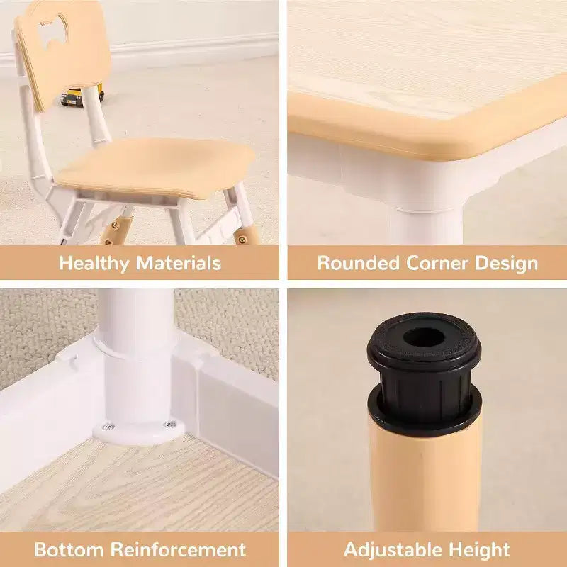Acekool Ensemble Table et 4 Chaises pour Enfants, Table d'Activités Réglable en Hauteur pour les 2-10 Ans, Bureau d'Art pour Tout-Petits, Salle de Classe Maison