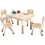 Acekool Ensemble Table et 4 Chaises pour Enfants, Table d'Activités Réglable en Hauteur pour les 2-10 Ans, Bureau d'Art pour Tout-Petits, Salle de Classe Maison