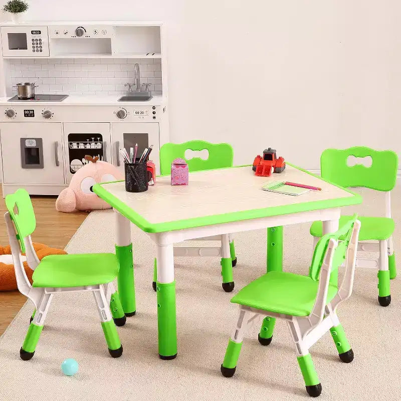 Acekool Ensemble Table et 4 Chaises pour Enfants, Table d'Activités Réglable en Hauteur pour les 2-10 Ans, Bureau d'Art pour Tout-Petits, Salle de Classe Maison