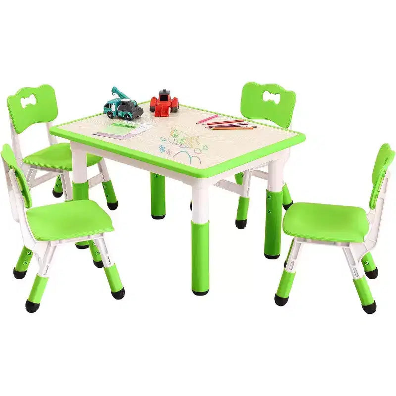 Acekool Ensemble Table et 4 Chaises pour Enfants, Table d'Activités Réglable en Hauteur pour les 2-10 Ans, Bureau d'Art pour Tout-Petits, Salle de Classe Maison