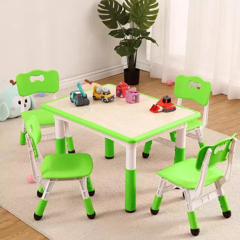 Acekool Ensemble Table et 4 Chaises pour Enfants, Table d'Activités Réglable en Hauteur pour les 2-10 Ans, Bureau d'Art pour Tout-Petits, Salle de Classe Maison