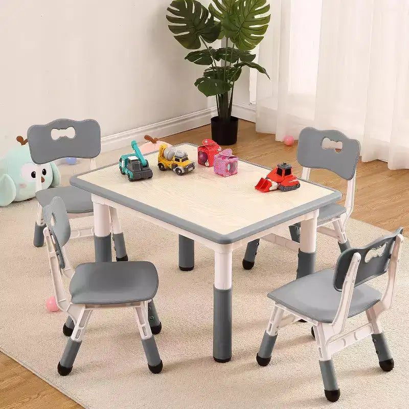 Acekool Ensemble Table et 4 Chaises pour Enfants, Table d'Activités Réglable en Hauteur pour les 2-10 Ans, Bureau d'Art pour Tout-Petits, Salle de Classe Maison