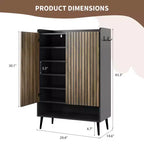 Grand meuble à chaussures de 109 cm de haut avec 2 portes, meuble de rangement pour chaussures d'entrée à 6 niveaux avec étagères réglables