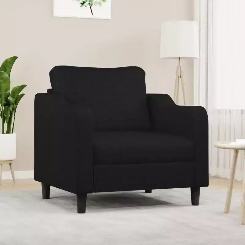 vidaXL Fauteuil de salon moderne en tissu – Rembourrage confortable avec tissu résistant et cadre en métal robuste noir