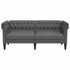 vidaXL Canapé Chesterfield Polyester gris foncé, bois massif, contreplaqué, mousse