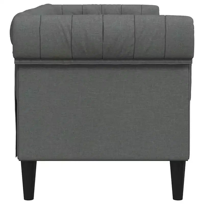 vidaXL Canapé Chesterfield Polyester gris foncé, bois massif, contreplaqué, mousse